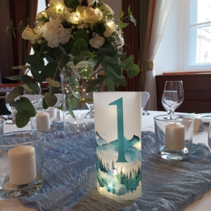 Téli, esküvői asztal dekoráció