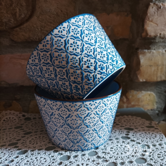 Marokkói mintájú kék kaspó 