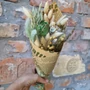 Kép 4/5 - Kerámia tulipán, szárazvirág csokorban, vintage hangulattal,  zöld színben - Kacat Műhely